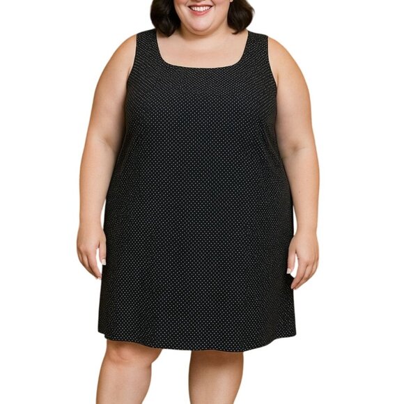 Charter Club Black White Polka Dot Sleeveless Fully Lined Back Zip Dress 22W - Picture 1 of 8
